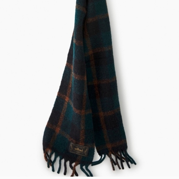 Wilfred Teal and Brown Plaid Scarf - Picture 3 of 5